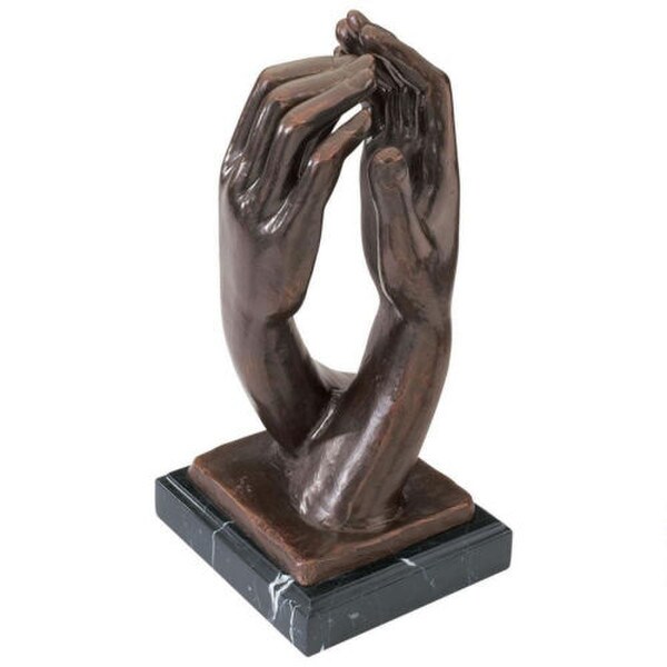 Cathedral Hands Bronze Statue by Rodin Marble Base Repriductions